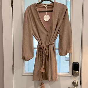 Nude glitter mini wrap dress